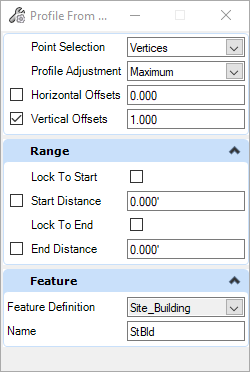 Profile from Surface dialog